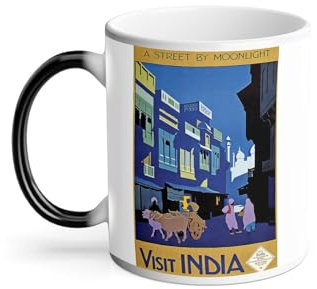 Mug Thermo-réactif Tasse Magique - Visit India Inde Travel Voyage Original Vintage - 325 ml