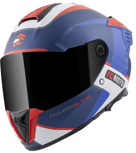 FC-Moto Hawk EVO-X Helm, schwarz matt/rot/blau/weiß, L