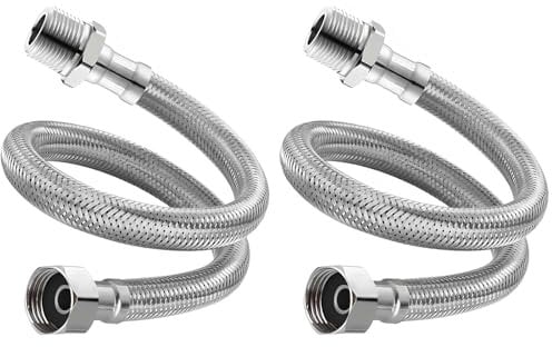 2 Stück Flexschlauch 3/8 Zoll, Überwurf und Außengewinde,Verbindungsschlauch mit Edelstahlumflechtung, Flexschlauch DN8 Verbindungsschlauch für Armatur Sanitär Schlauch mit Trinkwasserzulassung (20cm)