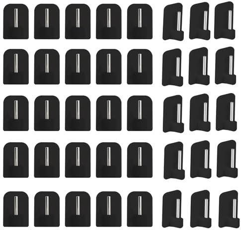 Mengger Ganchos Cortinas Adhesivos 40pcs Plástico Gancho Autoadhesivos Percha Portavisillos Barra Cortina per Ventana Baño Cocina Balcón