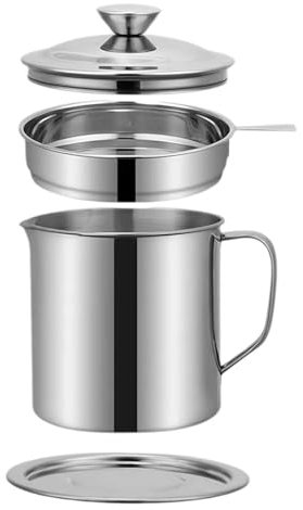 Cooking Oil Strainer Container, Stainless Steel Grease Container Filter, Kitchen Cooking Oil Container Tool, Dishwasher Safe Oil Strainer, Good Helper for Kitchen Cooking (Chassis)