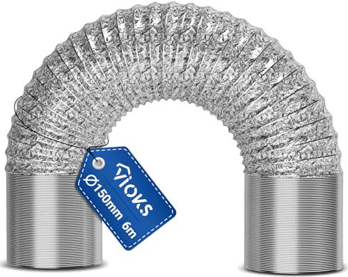 VIOKS Tubo de salida de aire de 150 mm, para campana extractora, 6 metros, para sistemas de conductos de aire 150erR, manguera universal para secadora, manguera de aire acondicionado, manguera de aire