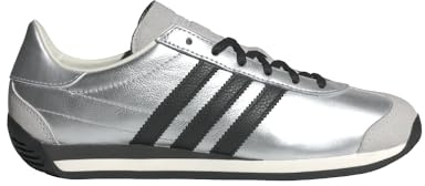 adidas Womens Country Og Metallic Lace Up Sneakers Shoes Casual - Silver, Silver, 6 UK