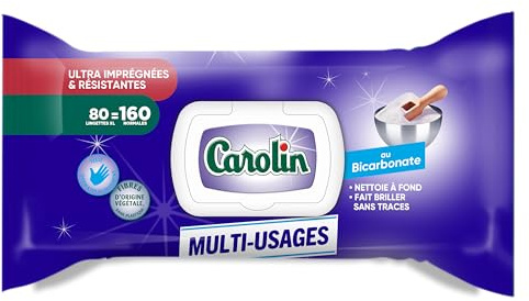 Carolin Lingettes Multi-Surfaces au Bicarbonate x80