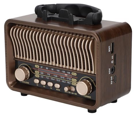Radio Portable AM FM, Vintage Retro Multi -Funktion Portable Bluetooth -Lautsprecher, AM FM SW Vintage Shortwave Radios mit Bluetooth Support TF Card Aux USB Player für Home