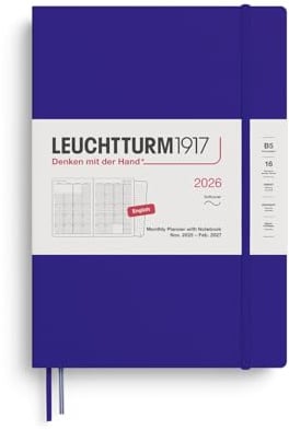 LEUCHTTURM1917 372789 Monatsplaner & Notizbuch Composition (B5) 2026, 16 Monate, Softcover, Ink, Englisch