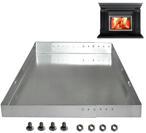 Fireplace Ash Tray Pan - Steel Grate, Ember Holder | Adjustable Rust-Resistant Metal Insert, Heavy Duty Ash Container with Screw Pack for Indoor Outdoor Hearth Fire Place Cleaning Use
