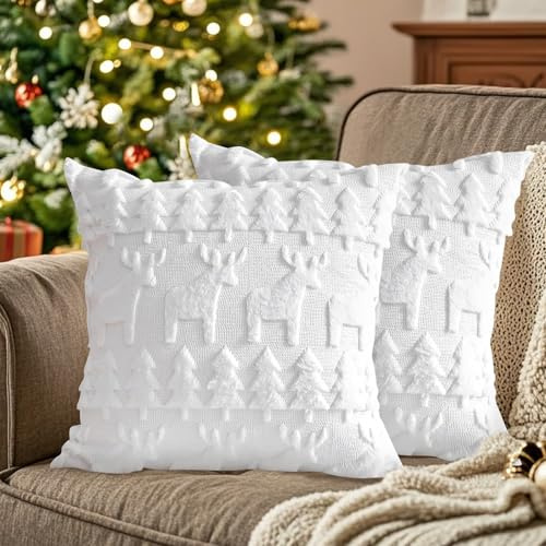Kissenbezug Weihnachten 40x40 cm,2er Set Weihnachtskissen Samt,Weihnachtsdeko Kissenbezug Samt,Zierkissenbezug Dekokissen,Kissenhülle Weihnachten für Sofa Sessel Zuhause Schlafzimmer