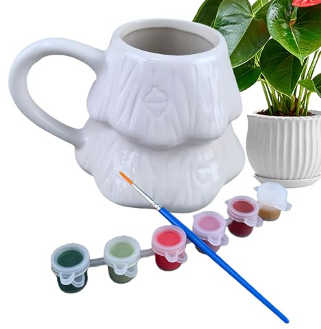 Fizepgo White Mugs for Crafts,1 Set Arts Activities - DIY Coloring Christmas Tree Mug Painting Kit,for Festive Holiday Kids Adults Birthday Party Favors Home School