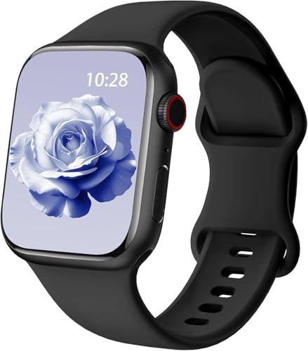 Silicone Sport Strap Compatible with Apple Watch Straps 38mm 40mm 41mm 42mm | Soft and Breathable for Women Men,Waterproof Replacement Bands for iWatch Series 11 10 9 8 7 6 5 4 3 2 1 SE Ultra/Black