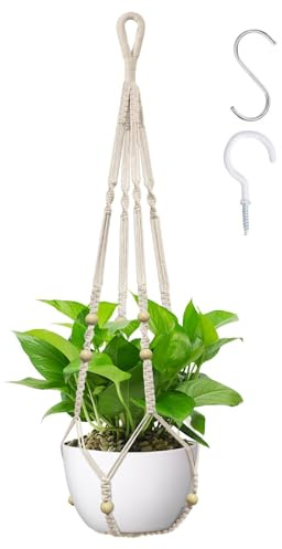Noaxylic Colgador de Plantas, 90 cm Colgadores de Macramé para Plantas | Cestas Colgantes para Macetas con Ganchos, para Macetas de Hasta 20 cm de Diámetro, para Jardín,Balcón,Patio Ventana