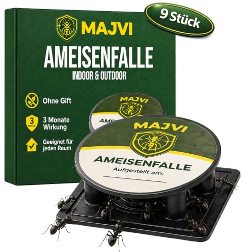 Ameisenfalle mit Spezial-Lockstoff – 9X Stück – Umweltbewusste und Giftfreie Ameisenköderdose – Klebefalle zur Überwachung - Große und stark haftende Klebefläche – Umweltfreundlich & Haustiergeeignet