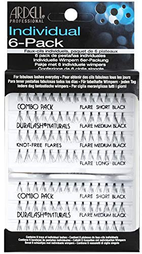 6 Pack Natural Combo | Pestañas postizas de grupo sin Nudo| Pack de 6 bandejas de pestañas individuales de 56 grupos de pestañas cada uno - Varias longitudes