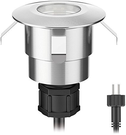 ledscom.de Apparecchio LED da incasso ATRIA per esterni, IP65, acciaio inossidabile, rotondo, Ø 40mm, bianco caldo