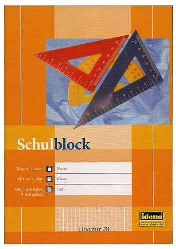 10 Stück Schulblock A4 kariert gelocht mit Rand