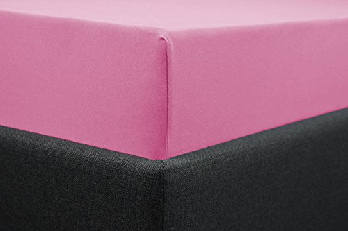 Jersey SPANNBETTLAKEN 140x200 cm Pink! 1A QUALITÄT - 140g/m² GRAMMATUR! BEDSHEET!