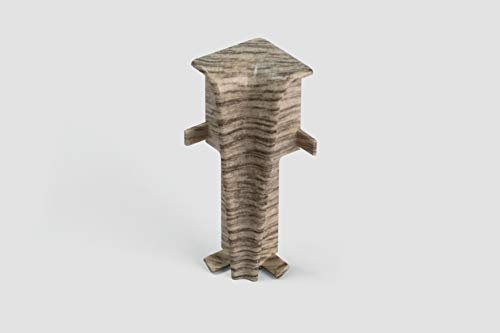 EGGER Innenecke Sockelleiste Eiche graubraun für einfache Montage von 60mm Laminat Fußleisten | Inhalt 2 Stück | Kunststoff robust | Holz Optik grau braun
