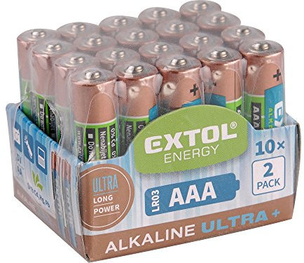 EXTOL LIGHT Lot de 20 Piles alcalines, 1,5 V AAA (LR6)