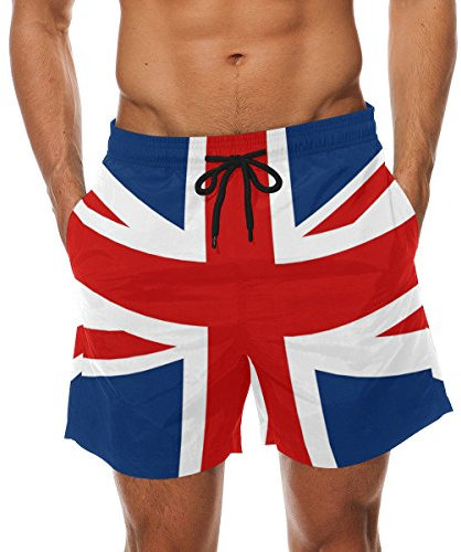 COOSUN Men's UK British Flag Beach Board Shorts Quick Dry Swim Trunk, Multicoloured, L