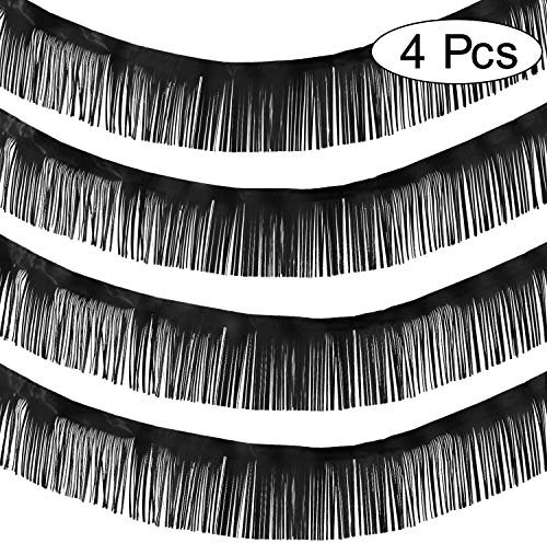 WILLBOND 4 Packungen 10 Füße Folie Fransen Girlande Metall Folie Lametta Fransen Girlande Wandbehang Fransen Banner für Hochzeit Geburtstag Party Urlaub Dekorationen und Mehr (Schwarz)