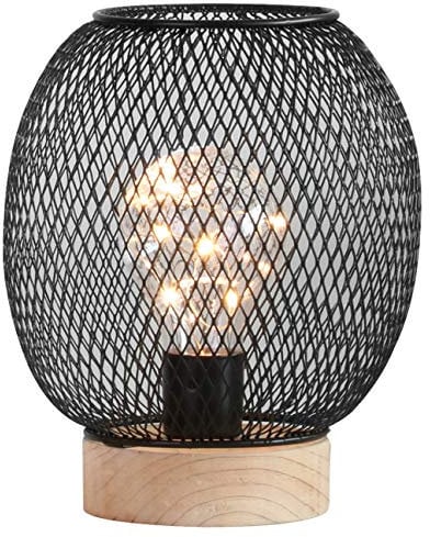 URBNLIVING Industrial Vintage Retro Battery Operated LED Desk Lamp Light Up Bedside Lantern Home Office (Round)