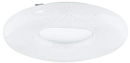 EGLO LED Deckenleuchte Zamudilo, 1 flammige Deckenlampe mit Kristall-Effekt aus Stahl, Kunststoff, Weiß, Nickel-Matt, mit Fernbedienung, Farbtemperaturwechsel (warm–kalt), Nachtlicht, dimmbar, Ø 50 cm