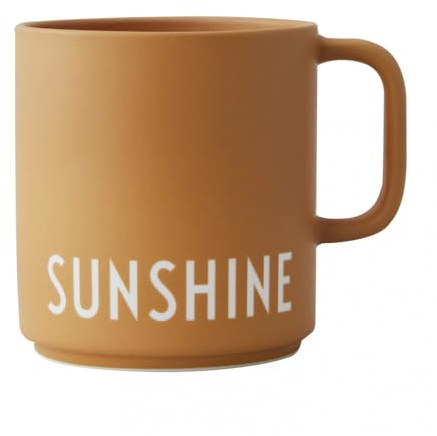 Design Letters Kaffeebecher mit Henkel 250 Ml | Porzellan Kaffeetasse mit spruch | Lieblingsmensch Geschenk | Ideal als Cappuccino Tassen, Teetasse | Geschenke für Frauen, Männer | Senf SUNSHINE