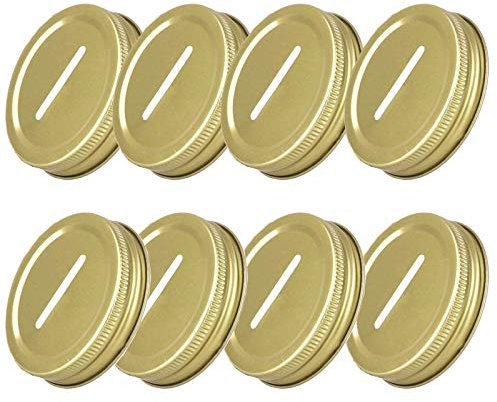 ZUYPSK 8Pack Mason Jar Lids 70mm Stainless Steel Secure Reuseable Regular Mouth Mason Change Bill Storage Canning Lids (Gold, 70mm)