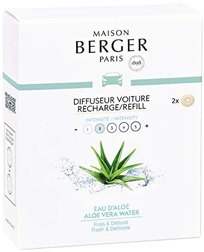 Duftspender für Autogeruch, Nachfüllpack, Keramiksystem, 4/6 Wochen, Keramik-Diffusionszeit, Duftlampe Berger Duft, hergestellt in Frankreich (Aloe Vera Water)