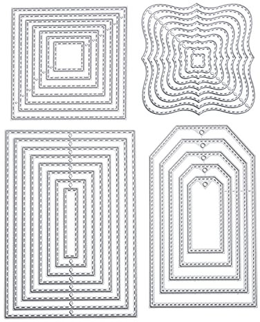 4 Stück Stanzschablone Geometrisch Set Stanzformen Quadratisch Rechteckig Viereck Quadrat Rahmen Schneiden Prägeschablonen Prägung Schablone Stanzschablonen für Scrapbooking Album Karten Kunst Basteln