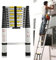 3.8M/12.5ft Aluminum Extension Folding Telescopic Loft Ladder Straight Attic Telescoping Ladders Capacity 150kg/330lb with Certificate EN 131