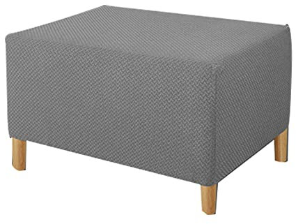 Highdi Ottomane Schonbezug Hockerbezug, Knoten Jacquard Hocker Hussen für Fußhocker Rechteckig, Stretch Bezug Ottomane Abdeckung Überzug Hocker Protector Waschbar Hockerabdeckung (Grau,S)