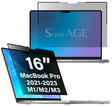 SenseAGE Magnetic Privacy Screen Filter for MacBook Pro 16 inch (2021-2024 M1, M2, M3, M4, Pro, Max), Easy On/Off Anti-Blue Light & Glare Privacy Screen Protector, Compatible with Apple Mac Laptop 16