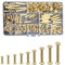 CONPHERON 90 Sets di Viti per Rilegatura Ottonato 9 Dimensioni Perni Tondi in Metallo Perni per Viti Rivetto per Chiodi per Rilegatura in Pelle (5 x 6/8/10/12/15/18/20/25/30 mm)