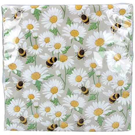 Gisela Graham Papierservietten, Gänseblümchen-/Bienen-Design, 20 Stück