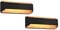 meineWunschleuchte LED Wandleuchten 2er SET aus Holz & Metall Schwarz, Breite 35cm