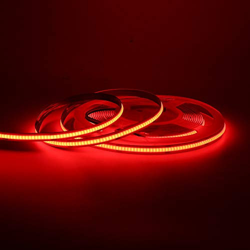 HEGEHE Tira de LED COB de 12V con Interruptor Alimentación, Luz Flexible de 320 LED/m, Cinta Autoadhesiva Luz para la decoración del Retroiluminación de TV del Armario (3m, Rojo)