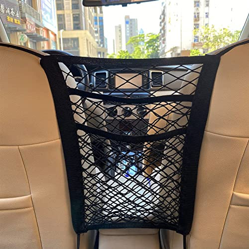 Sac en filet de voiture à 3 couches, sac en filet pour dossier, porte de sécurité pour enfant à l'arrière, porte-mouchoirs pour bagages, sac en filet pour le rangement du conducteur