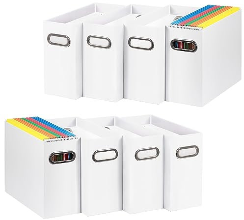 Tunnkit Aktenordner, Papp-Aktenbox für Briefform, Hängemappen, Aufbewahrung, zusammenklappbarer Hängeregistratur-Organizer mit Griffen für Büro/Zuhause/Schule, weiß, 8 Packungen