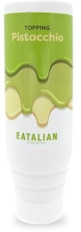 EATALIAN by AMZ BETTER Topping con Sabor a Pistacho, Crema Dulce Proteica en Squeezer de 500 gr, Made in Italy, Salsa de Pistacho Ideal para Decorar Helados, Postres y Dubai Chocolate