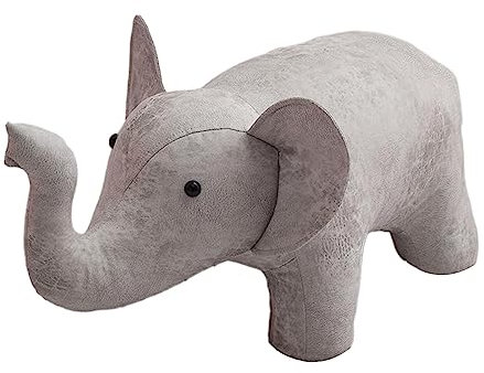 kowaku Tierischer Fußhocker, Fußstütze mit Holzbeinen, Kinderhocker, Sofa, Teehocker für Spielzimmer, weißer Elefant