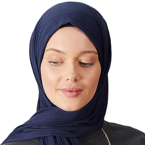 Premium Jersey Turban Kopftuch Schal Wrap Instant Hijab Für Damen | Instant Hijab | Schal Cap für Frauen Hijab Muslim (Dunkelblau)