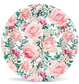 PAW - Assiette Jetable en Carton (18 cm) I Lot de 8 Assiettes Jetables I Idéale pour Barbecue, Anniversaire ou Fête I Assiette Jetable Anniversaire - 100% Biodégradables - Gorgeous Roses