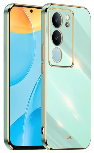 EASSGU Galvanisierter Rahmen Handyhülle für vivo V29 5G (6.78 Inches), Weiche TPU Silikon Schutzhülle - Grün