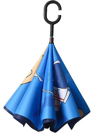 harayaa Umgedrehter umgekehrter Regenschirm für Kinder, doppellagiger -Regenschirm, Regenschutz, winddichter umgedrehter Regenschirm für Camping, Wandern,