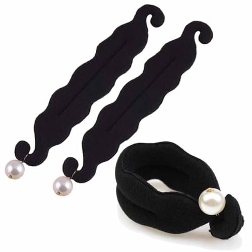Pearl Hair Bun Maker - 2Pcs Magic Bun Twister, Lazy Hair Curler Clips, Twist Curler Donut Tools for Girls & Women Gift