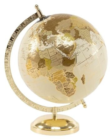 ROCKING GIFTS Globe terrestre, Globe terrestre 20cm avec Pied en métal doré - Décoration et Cadeau