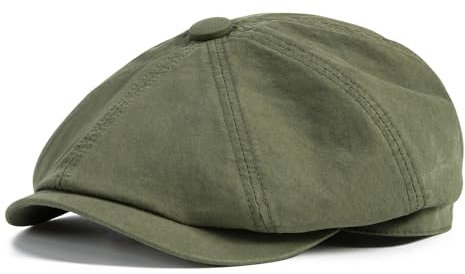 BOTVELA Herren Newsboy Gatsby Hut Baumwolle Vintage Flat Ivy Cabbie Cap, Grün (Army Green), 60 EU