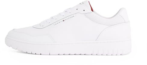 Tommy Hilfiger Court Sneaker Hombre Basket Core Elegante, Blanco (White), 42
