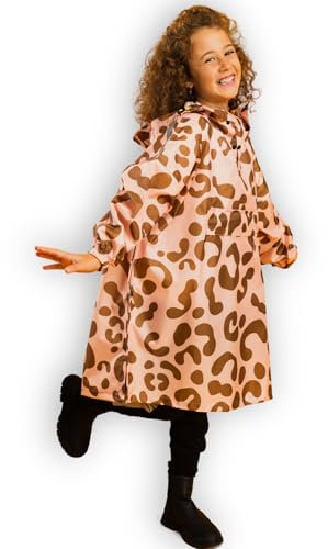 Jubi® Poncho de pluie enfant | 100% polyester recyclé, imperméable, léger, respirant et coupe-vent | Idéal pour les aventures en plein air (FR/ES, Âge, 8 ans, 12 ans, Taille normale, Rose)